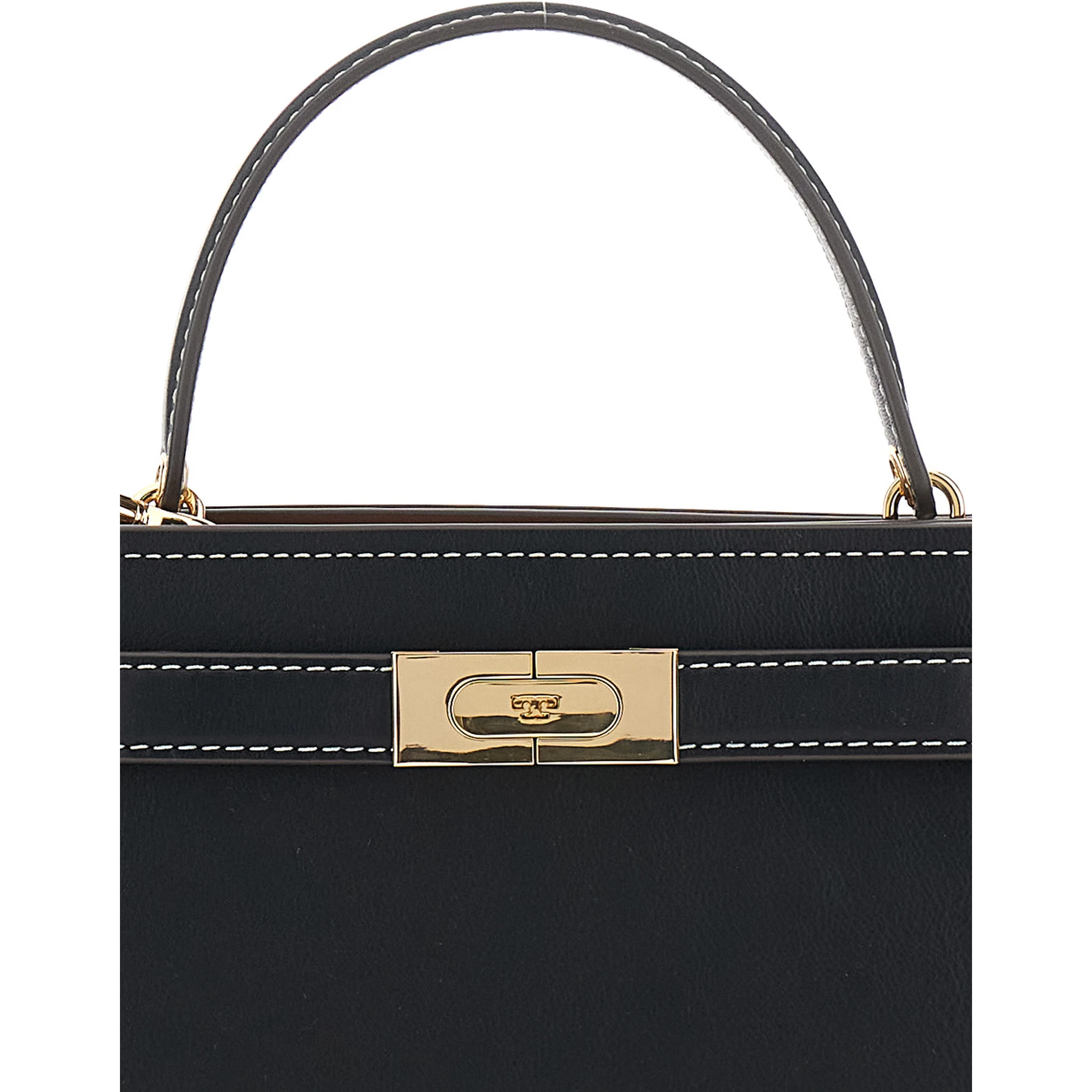 Petite Lee Radziwill Black Crossbody Bag with Adjustable and Removable Shoulder Strap and T-Buckle Closure in Leather Woman