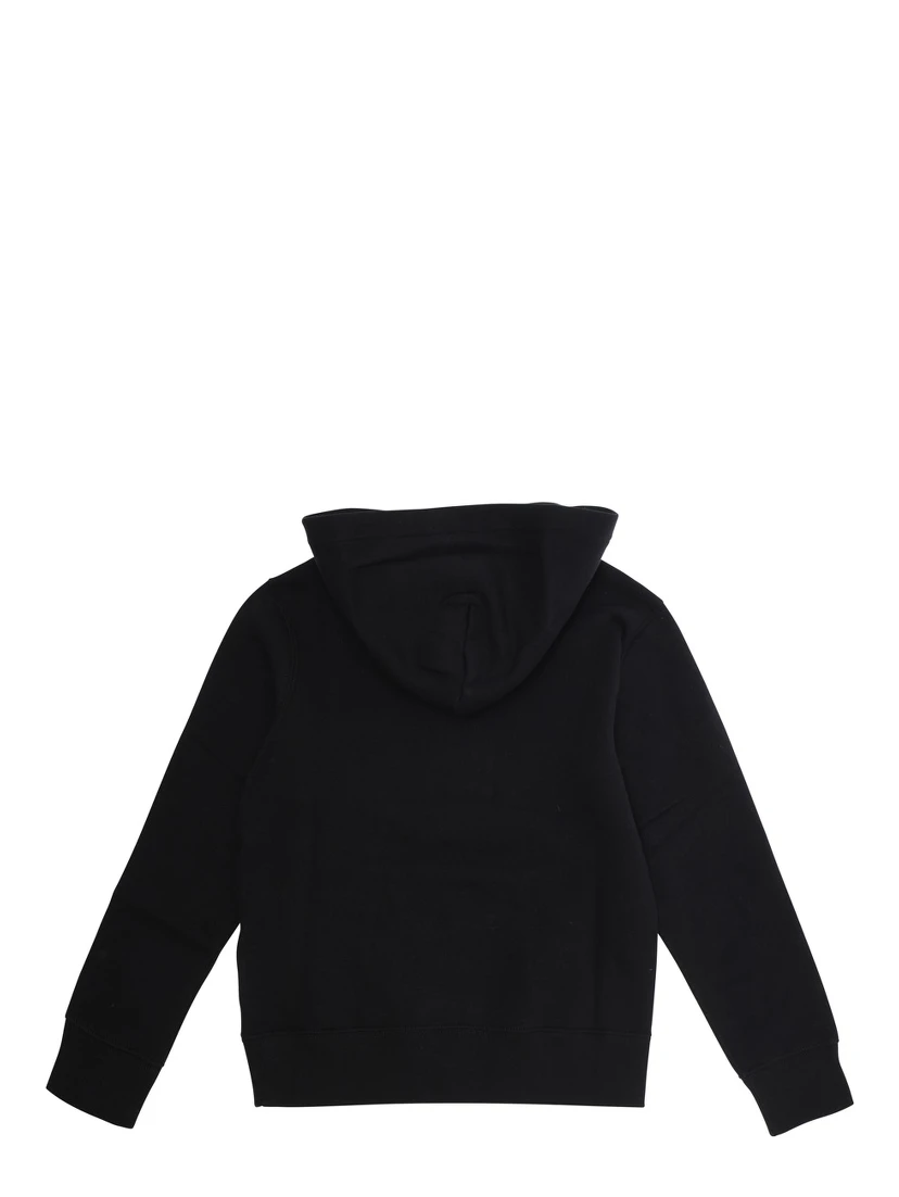 Black Sweatshirt with Fixed Hood and Pony Logo on Front in Cotton Boy