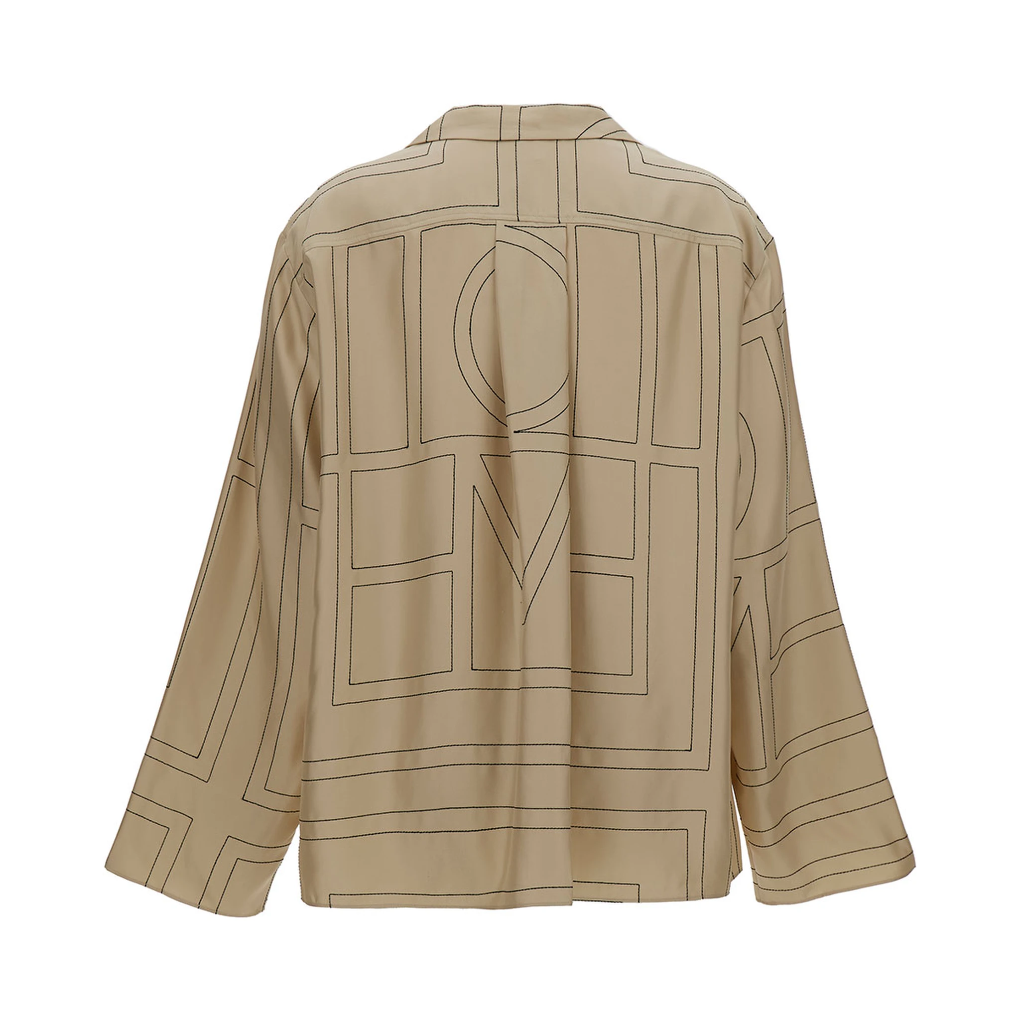 Beige Shirt with All-Over Monogram Print in Silk Woman