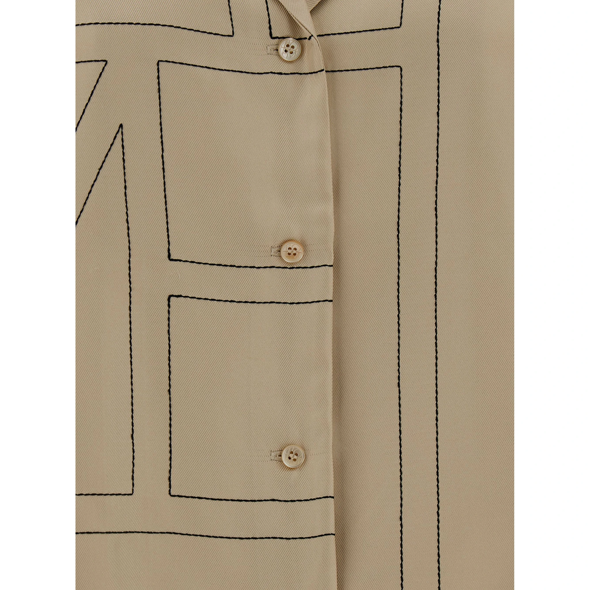 Beige Shirt with All-Over Monogram Print in Silk Woman