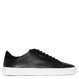 90 Clean Black Low Top Sneakers with Logo Lettering on the Side in Leather Man