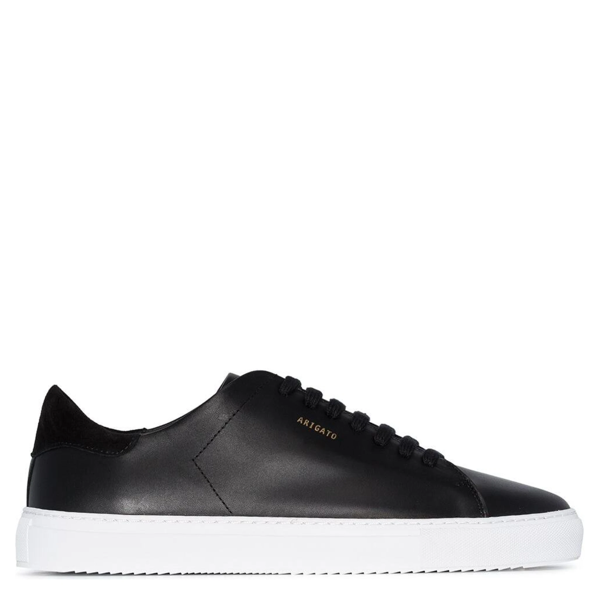 90 Clean Black Low Top Sneakers with Logo Lettering on the Side in Leather Man