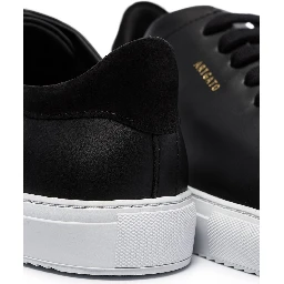 90 Clean Black Low Top Sneakers with Logo Lettering on the Side in Leather Man