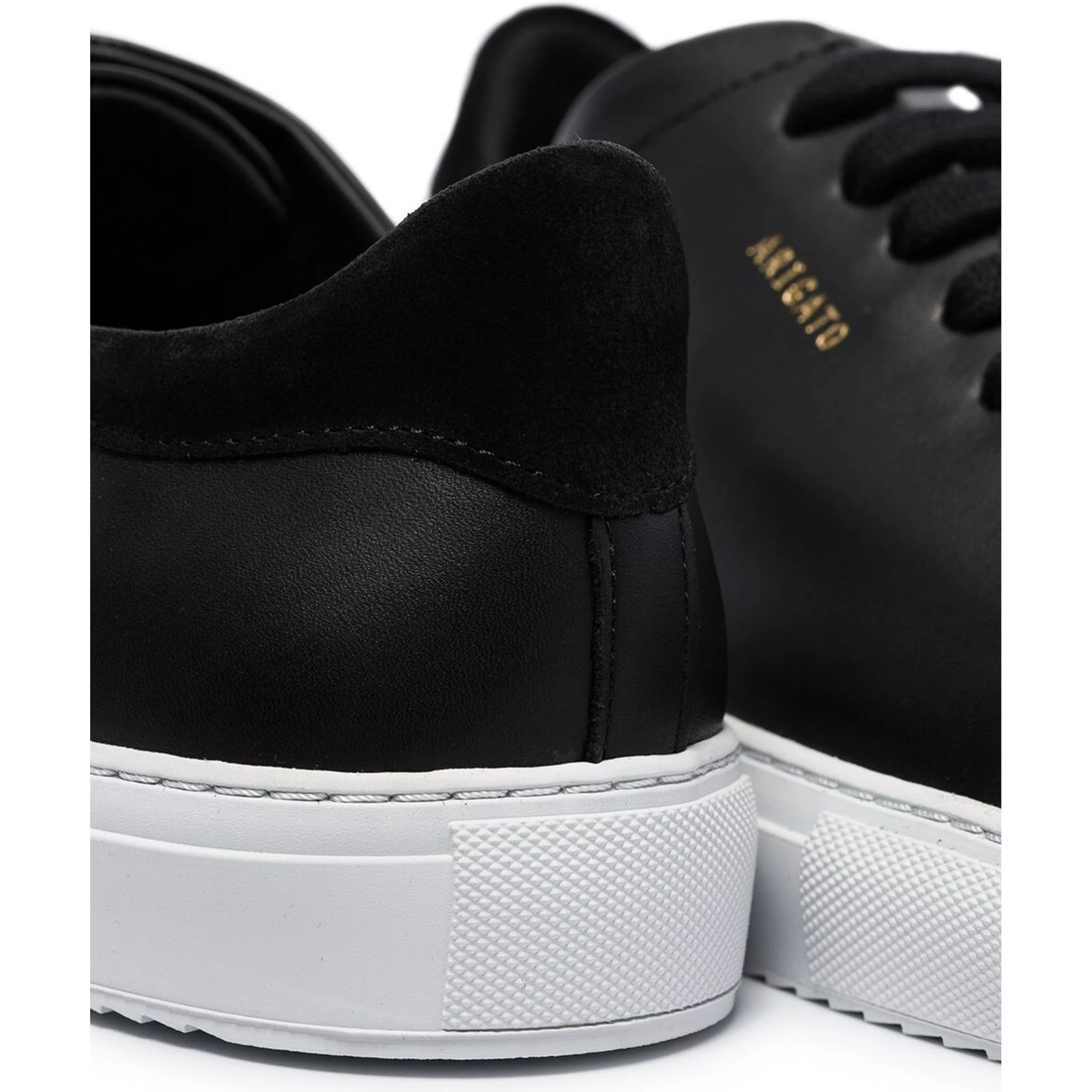 90 Clean Black Low Top Sneakers with Logo Lettering on the Side in Leather Man