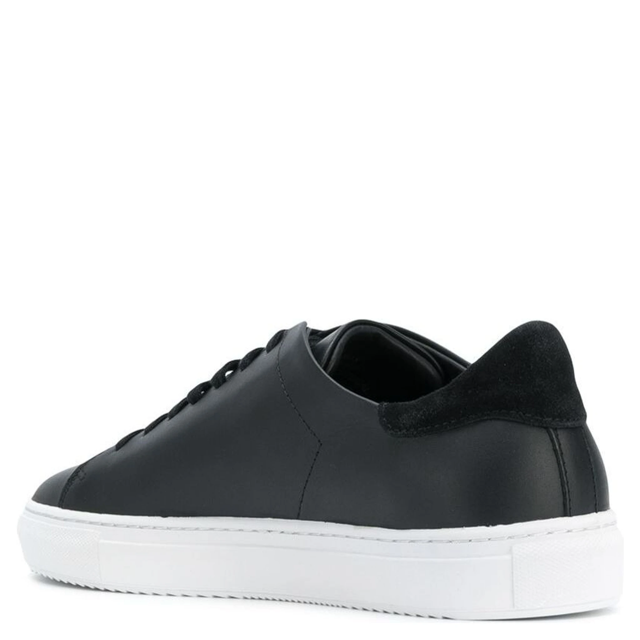 90 Clean Black Low Top Sneakers with Logo Lettering on the Side in Leather Man