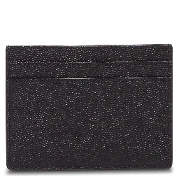 Saint Laurent Womans Grain de Poudre Blck Leather Cardholder
