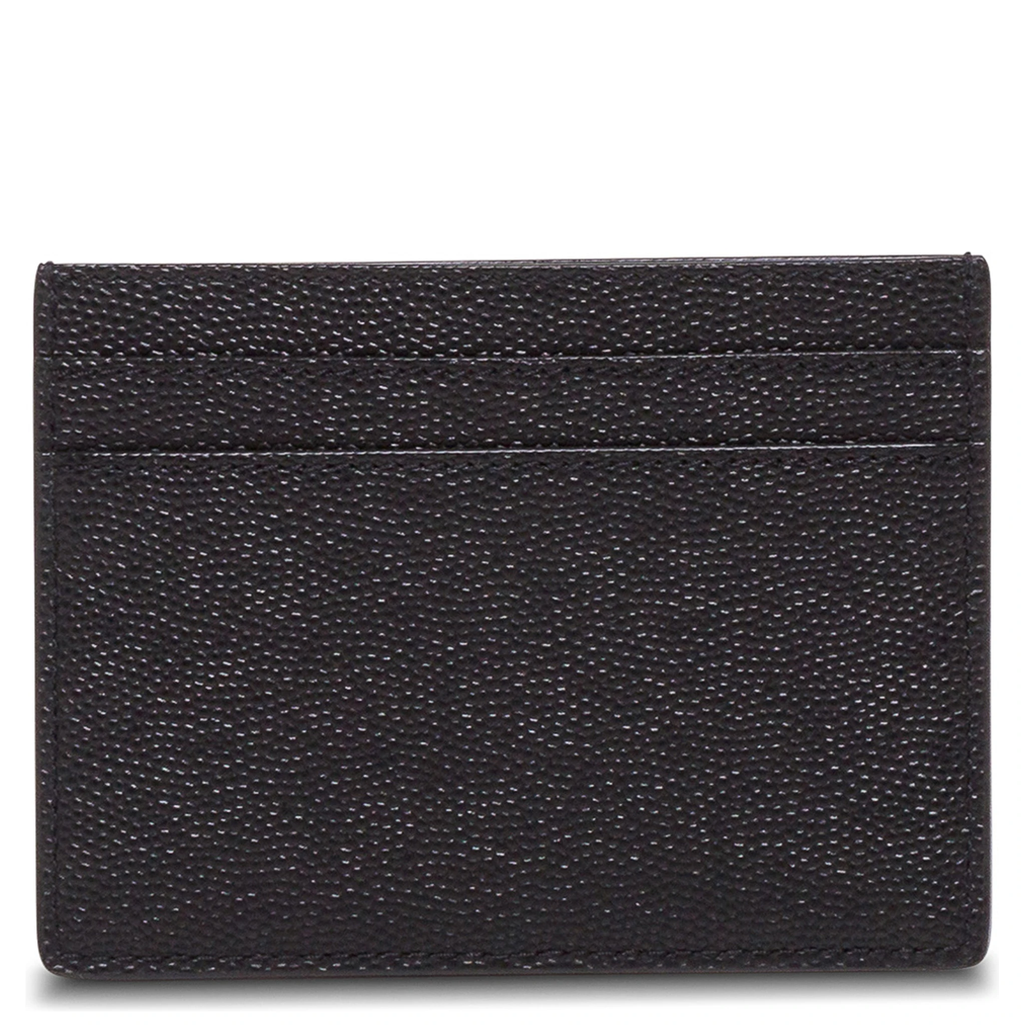 Saint Laurent Womans Grain de Poudre Blck Leather Cardholder