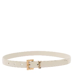 White Belt with Cassandre Logo Buckle in Leather Woman