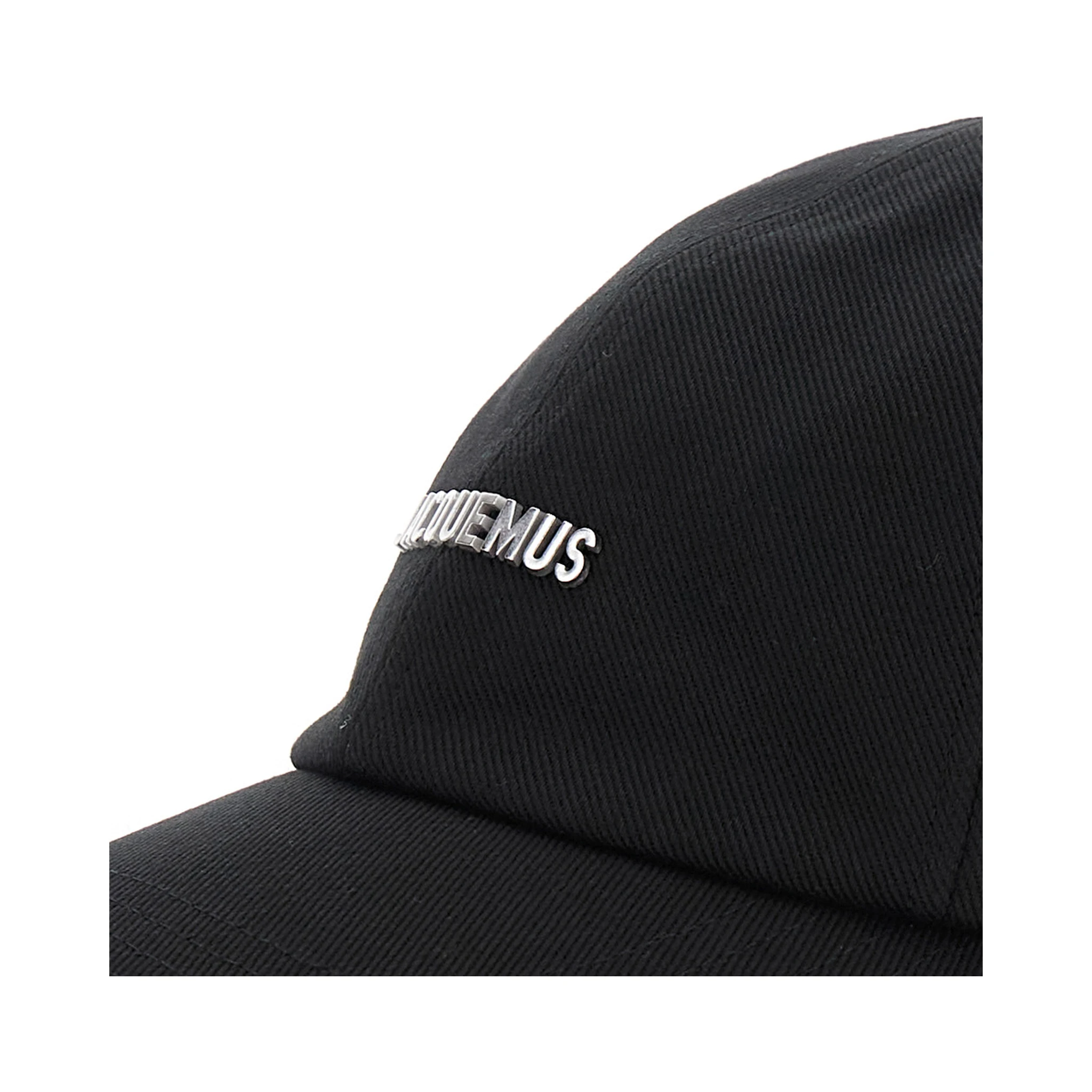 La Casquette Gadjo Black Baseball Cap with Logo Lettering on the Front in Cotton Man