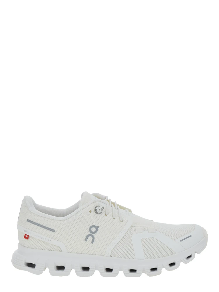 Cloud 6 White Low Top Sneakers with Mesh Details and Logo on the Side in Tech Fabric Woman