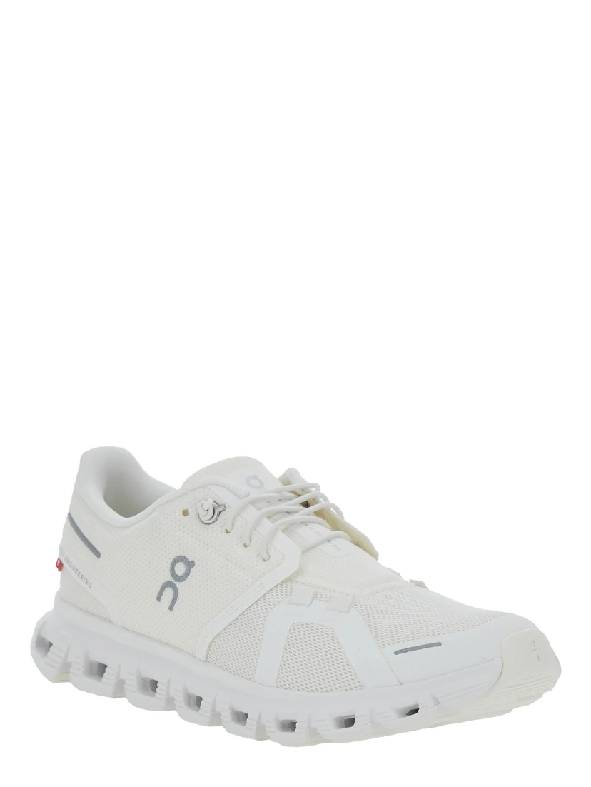Cloud 6 White Low Top Sneakers with Mesh Details and Logo on the Side in Tech Fabric Woman