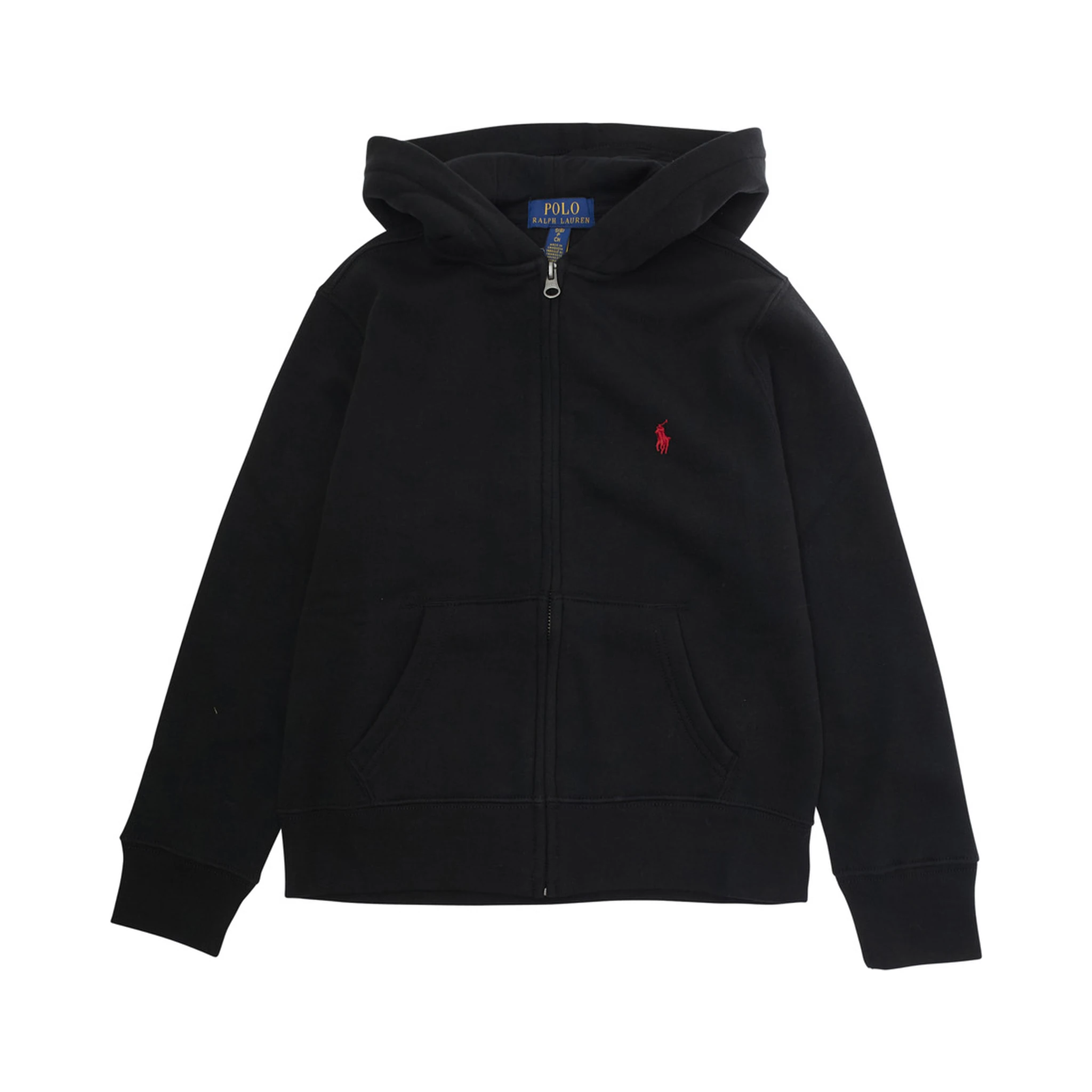 Black Sweatshirt with Hood and Pony Embroidery on the Front in Cotton Blend Boy