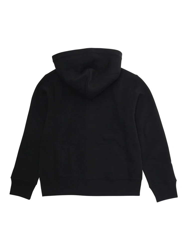 Black Sweatshirt with Hood and Pony Embroidery on the Front in Cotton Blend Boy alternative