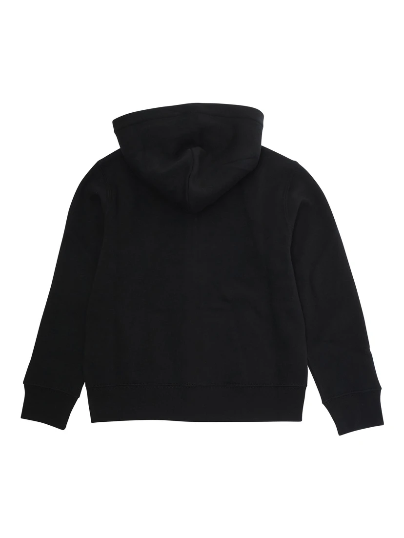 Black Sweatshirt with Hood and Pony Embroidery on the Front in Cotton Blend Boy