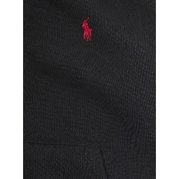 Black Sweatshirt with Hood and Pony Embroidery on the Front in Cotton Blend Boy