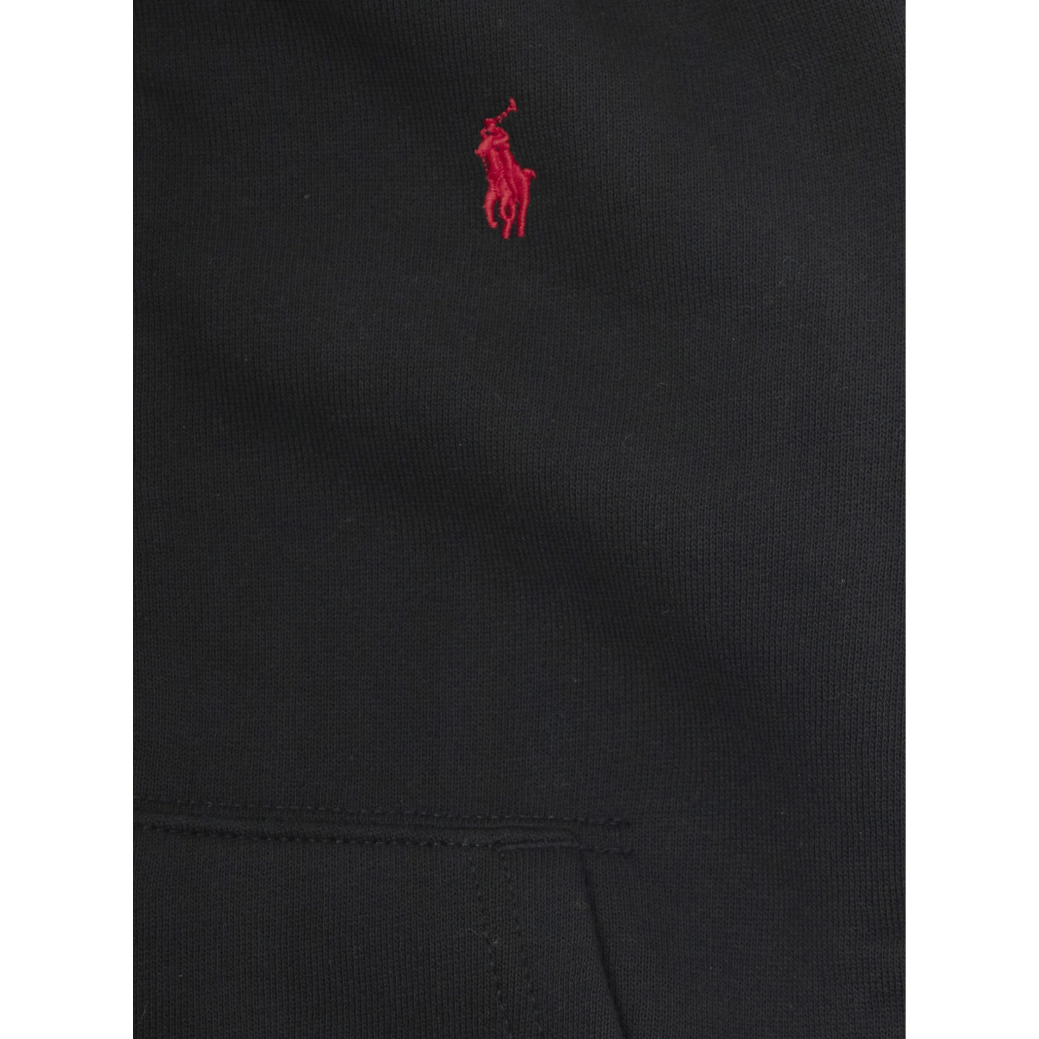 Black Sweatshirt with Hood and Pony Embroidery on the Front in Cotton Blend Boy