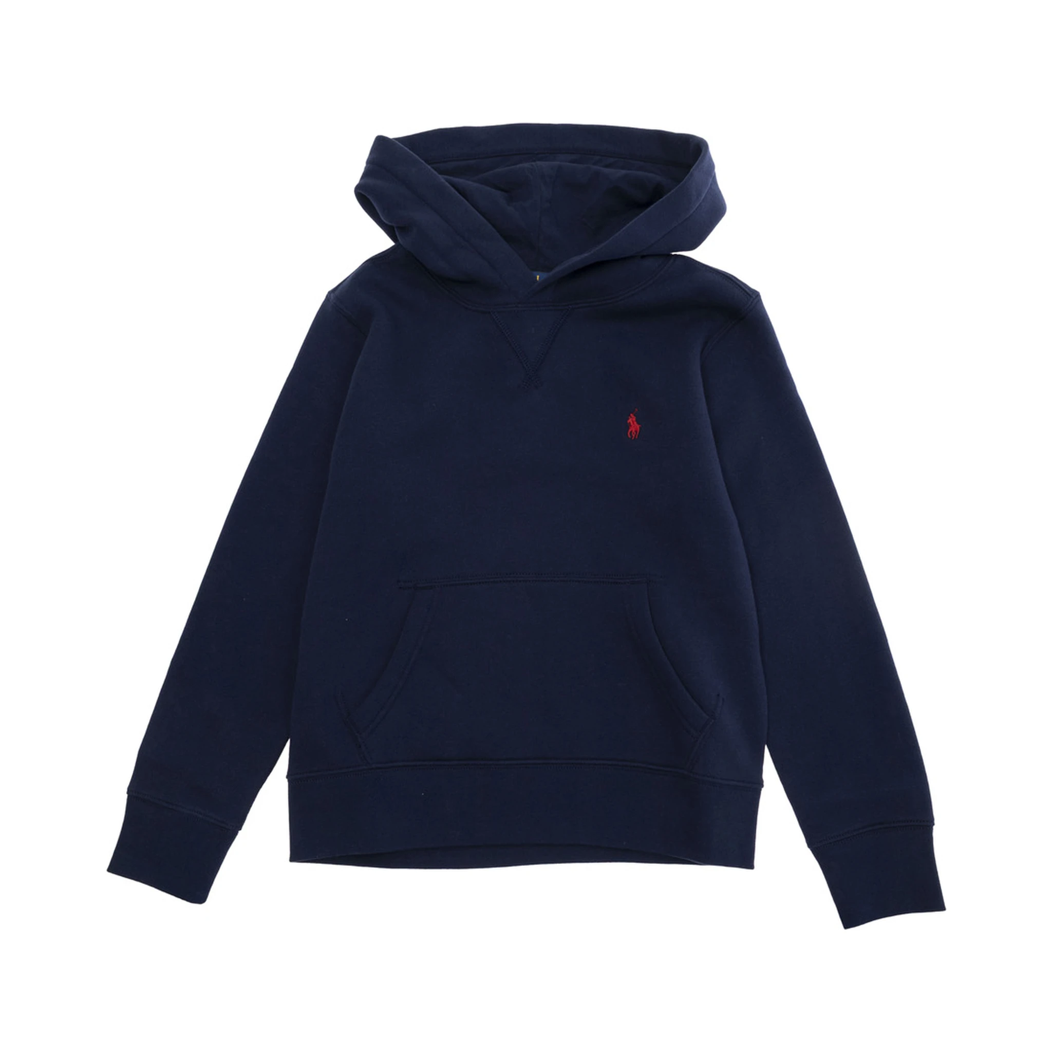 Blue Hoodie with Fixed Hood and Pony Embroidery on the Front in Cotton Blend Boy