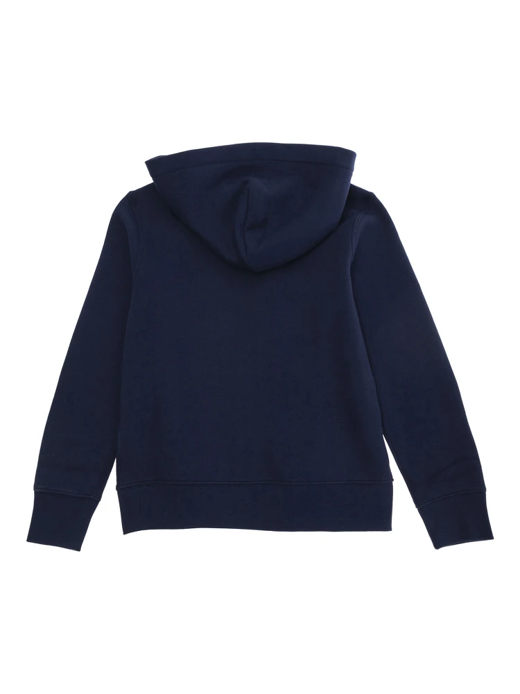 Blue Hoodie with Fixed Hood and Pony Embroidery on the Front in Cotton Blend Boy alternative
