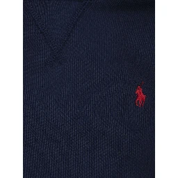 Blue Hoodie with Fixed Hood and Pony Embroidery on the Front in Cotton Blend Boy