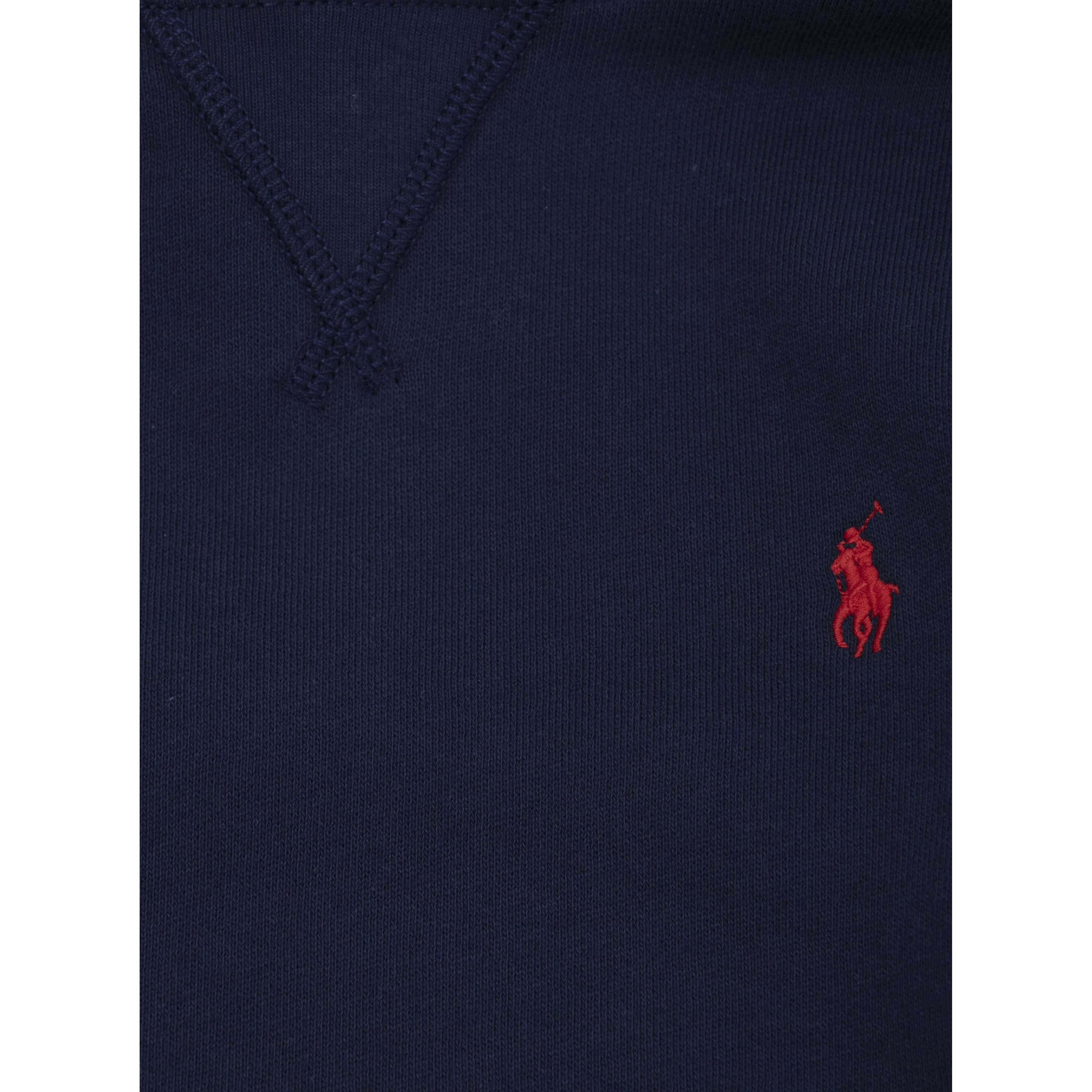 Blue Hoodie with Fixed Hood and Pony Embroidery on the Front in Cotton Blend Boy