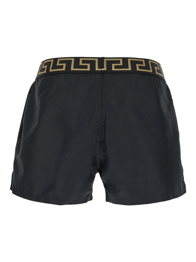 Black Swimsuit Shorts with Greca Detail in Tech Fabric Man alternative