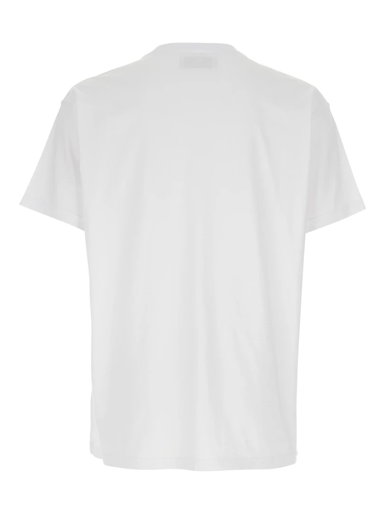 White Crewneck T-Shirt with Orb Logo Detail on the Front in Cotton Woman alternative