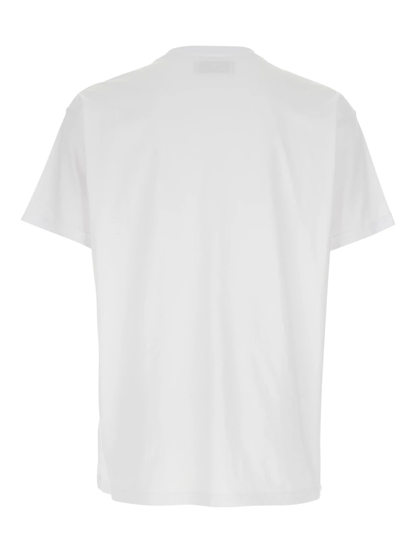 White Crewneck T-Shirt with Orb Logo Detail on the Front in Cotton Woman