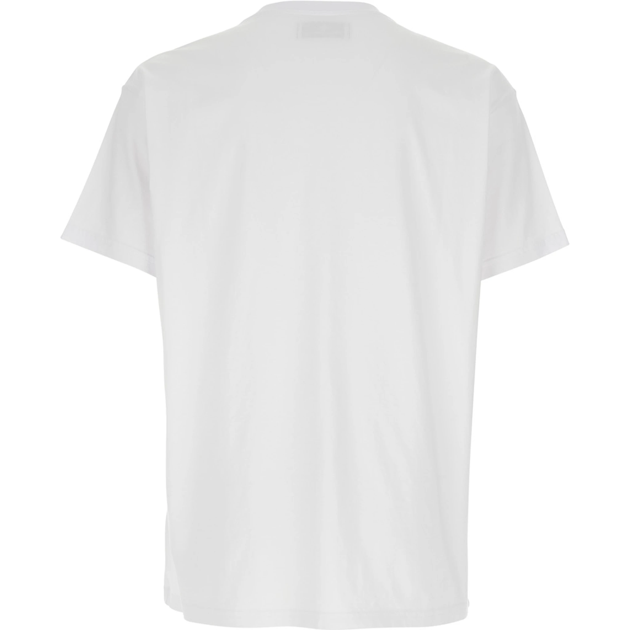 White Crewneck T-Shirt with Orb Logo Detail on the Front in Cotton Woman