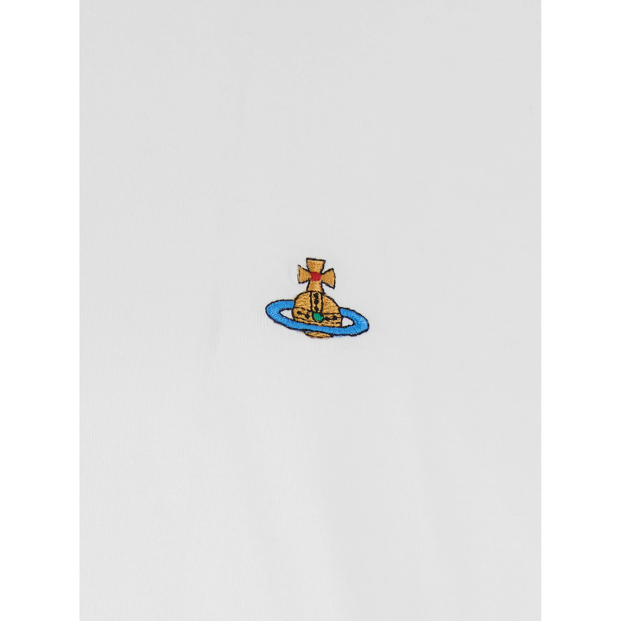 White Crewneck T-Shirt with Orb Logo Detail on the Front in Cotton Woman