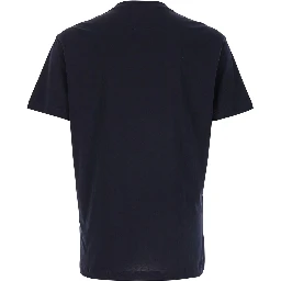 Blue T-Shirt with Contrasting Logo Lettering Print in Cotton Man