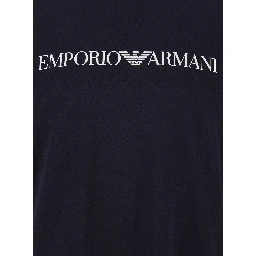 Blue T-Shirt with Contrasting Logo Lettering Print in Cotton Man