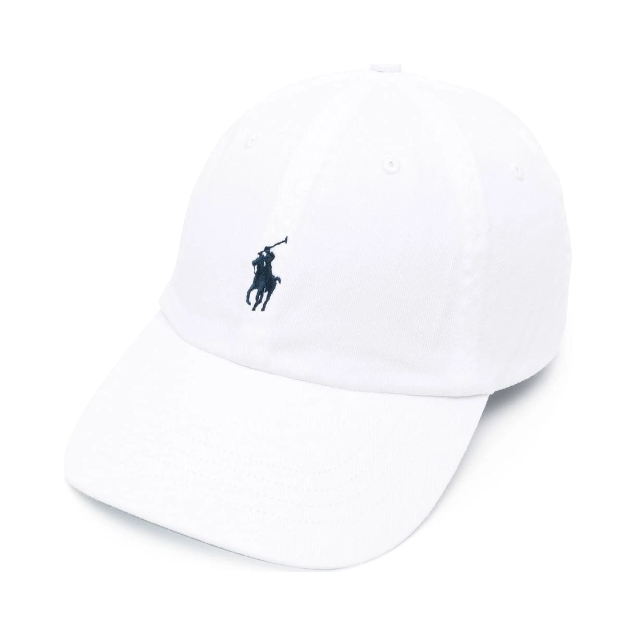 White Baseball Cap with Horsebit Embroidery in Cotton Man