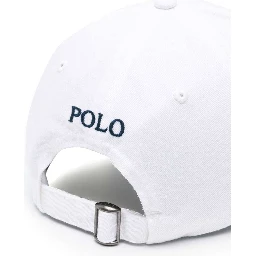 White Baseball Cap with Horsebit Embroidery in Cotton Man