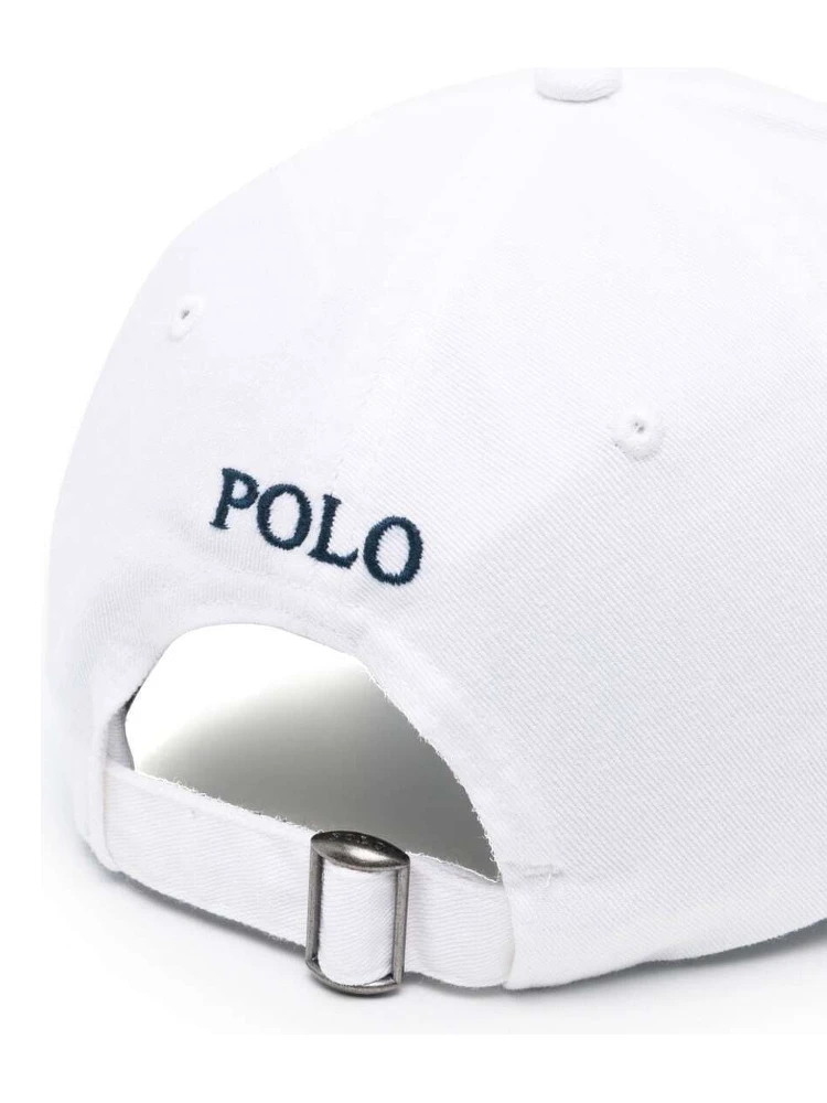 White Baseball Cap with Horsebit Embroidery in Cotton Man alternative