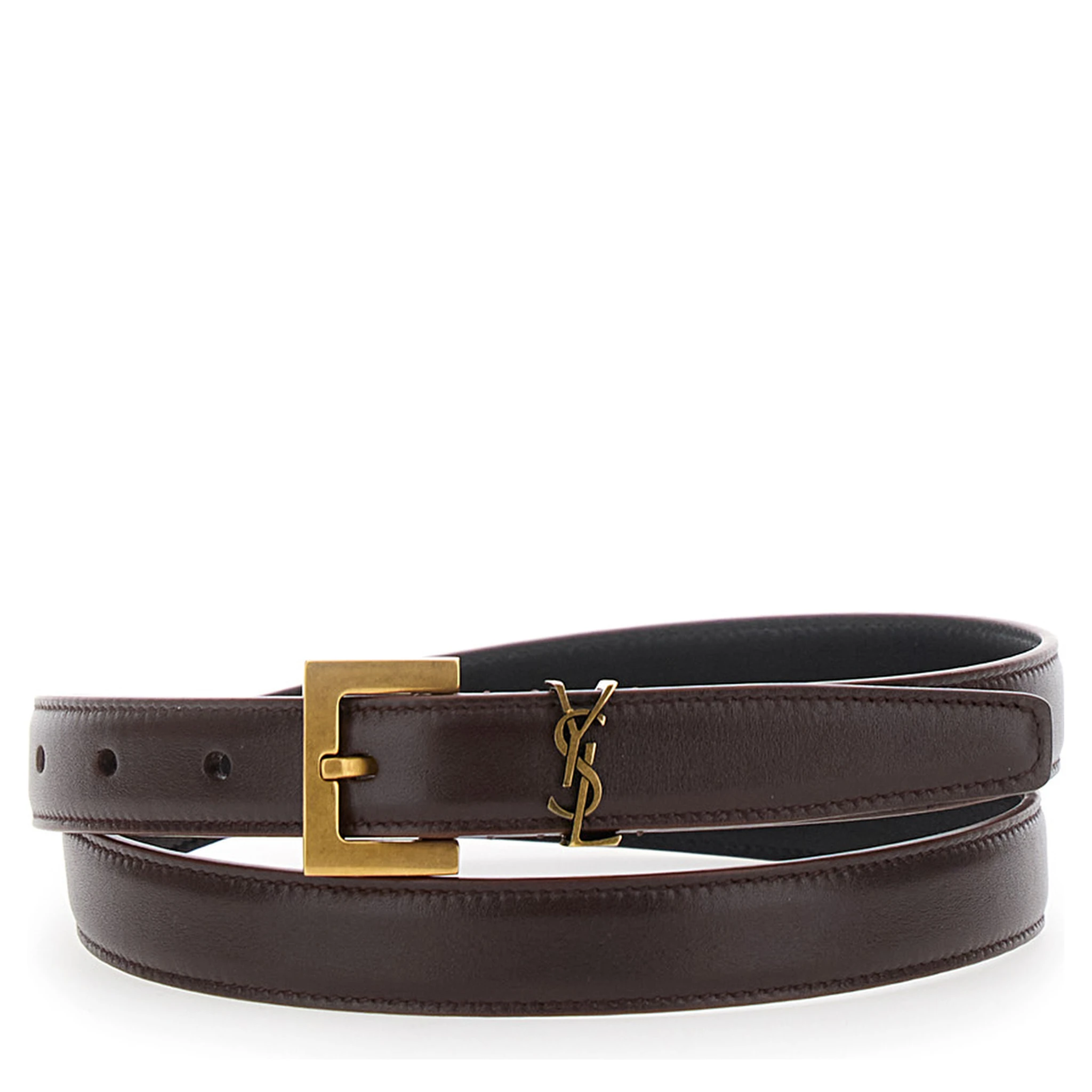 Brown Belt with Cassandre Loop in Leather Woman