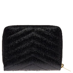 Saint Laurent Womans Black Grain De Poudre Leather Wallet