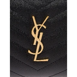 Saint Laurent Womans Black Grain De Poudre Leather Wallet