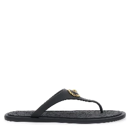 Black Slides with Medusa Detail in Rubber Woman