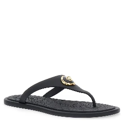 Black Slides with Medusa Detail in Rubber Woman
