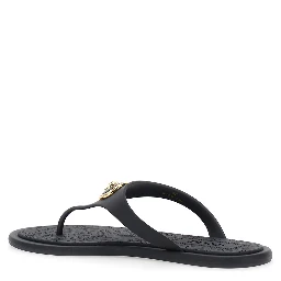 Black Slides with Medusa Detail in Rubber Woman