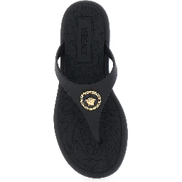 Black Slides with Medusa Detail in Rubber Woman