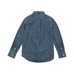 Boys Blue Cotton Denim Shirt with Button-Down Collar