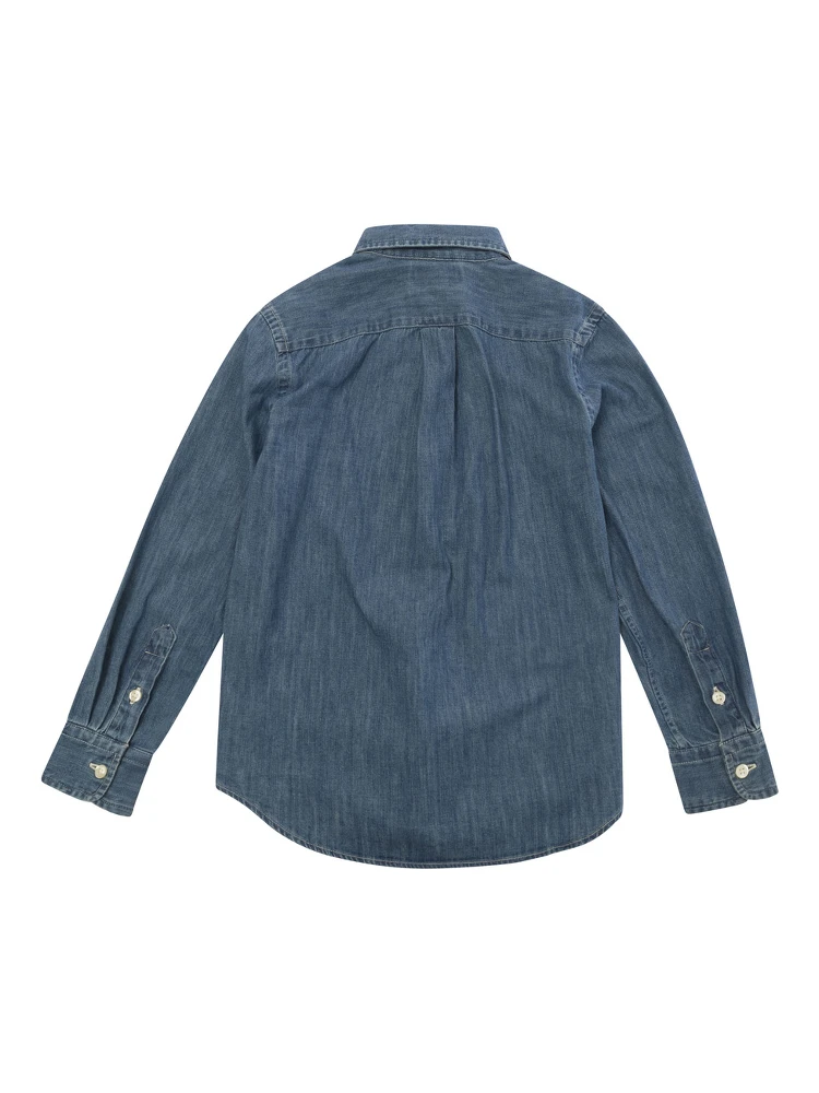 Boys Blue Cotton Denim Shirt with Button-Down Collar alternative