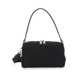 Lui Medium Black Shoulder Bag with All-Over FF Motif in Tech Fabric Woman