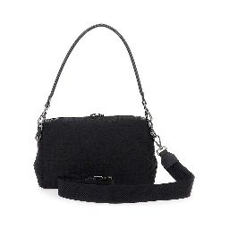 Lui Medium Black Shoulder Bag with All-Over FF Motif in Tech Fabric Woman