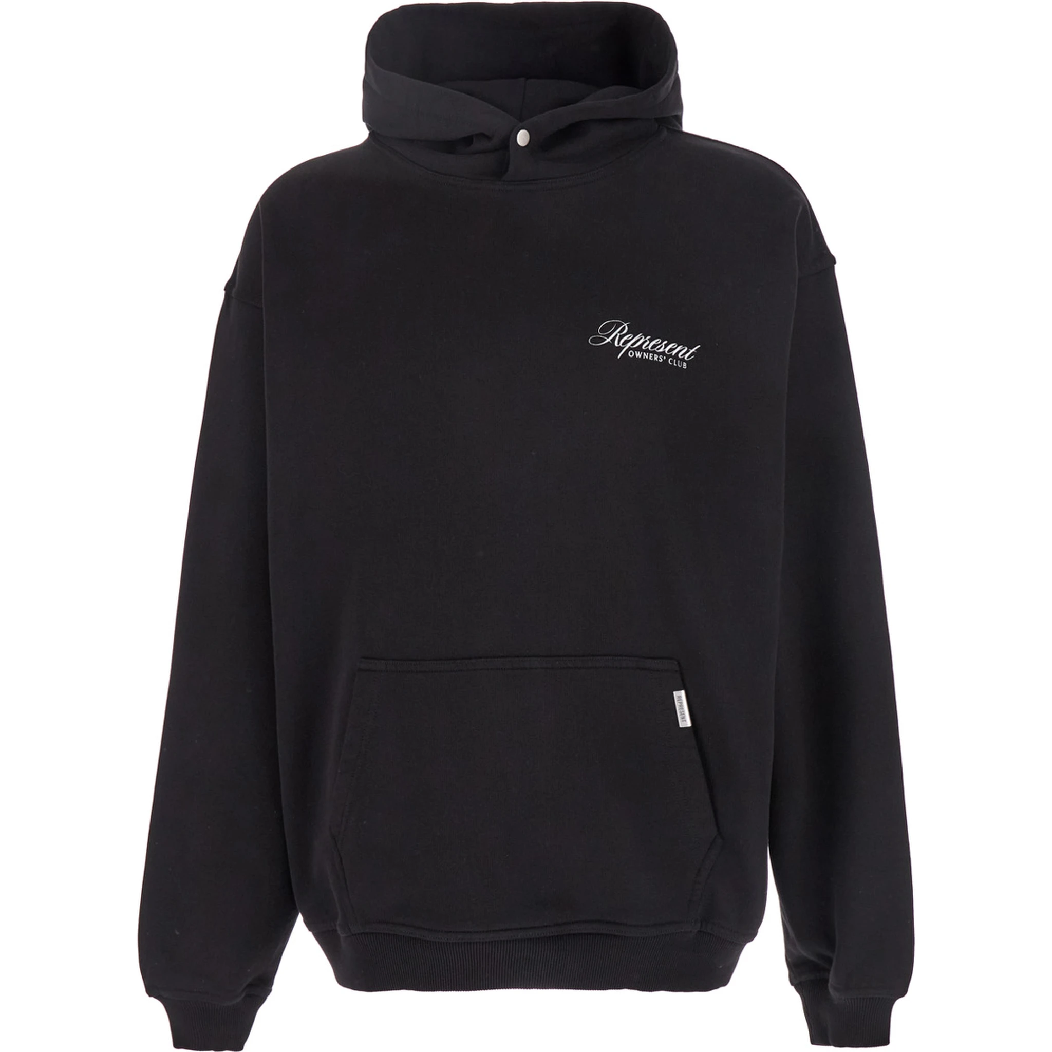 Black Hoodie with Front and Back Logo Print in Cotton Man