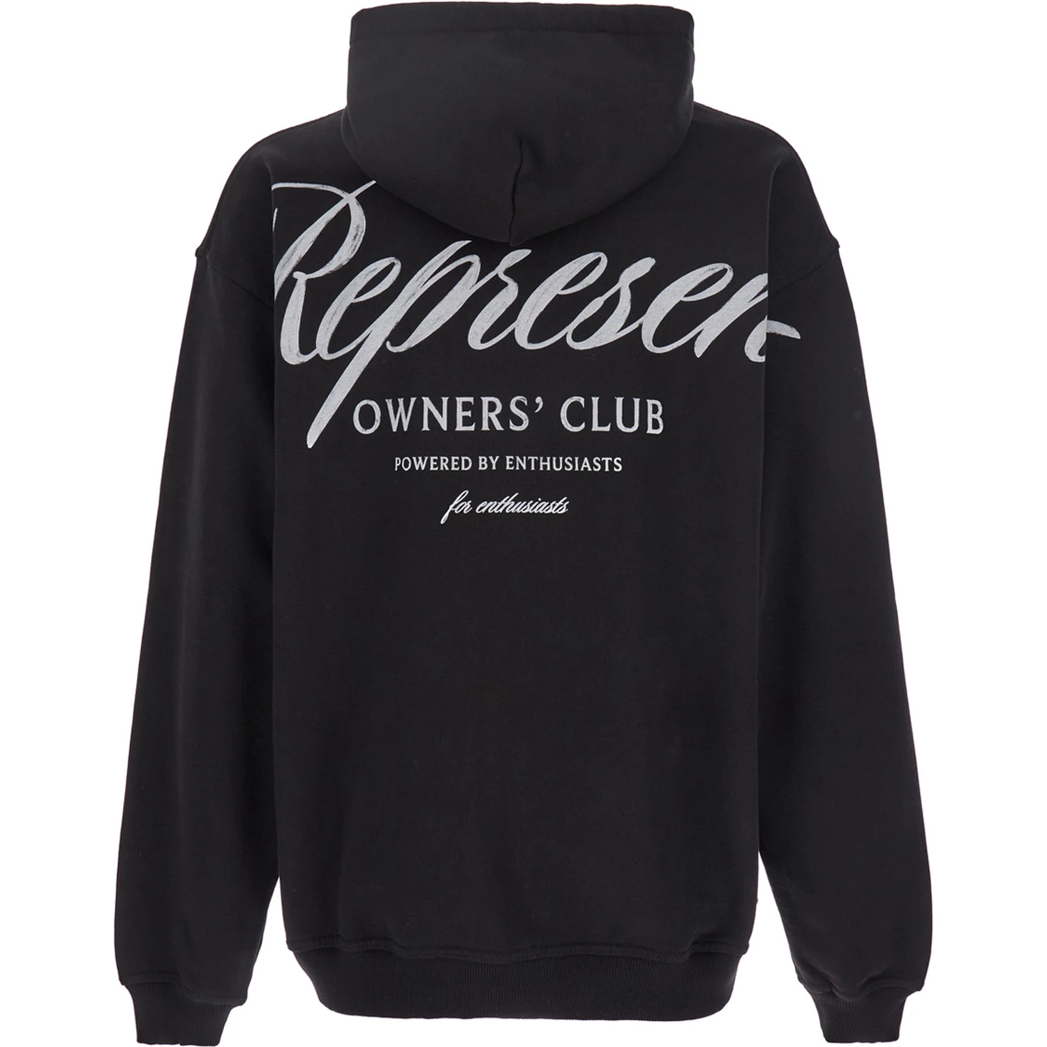 Black Hoodie with Front and Back Logo Print in Cotton Man