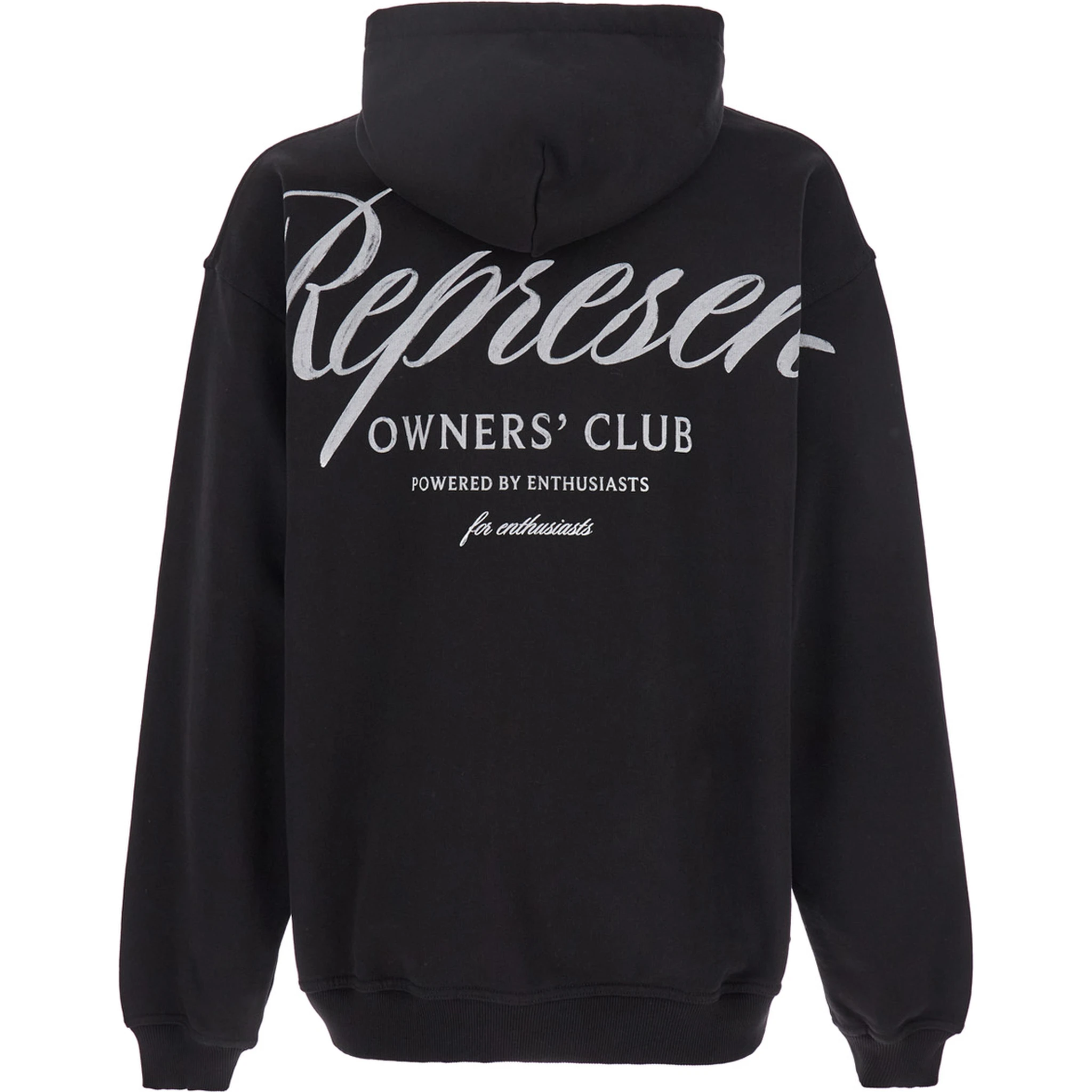 Black Hoodie with Front and Back Logo Print in Cotton Man