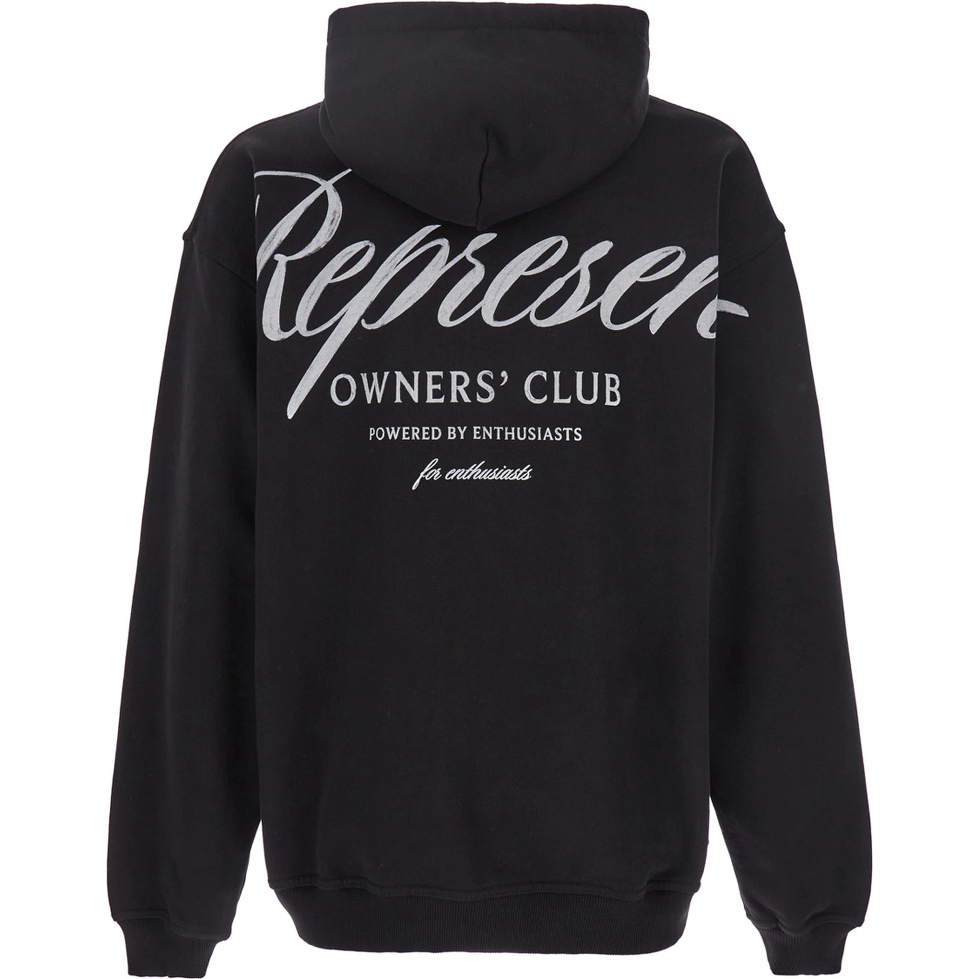 Black Hoodie with Front and Back Logo Print in Cotton Man