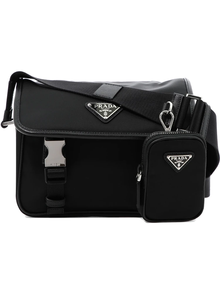 Crossbody bag in Re-Nylon and Saffiano leather